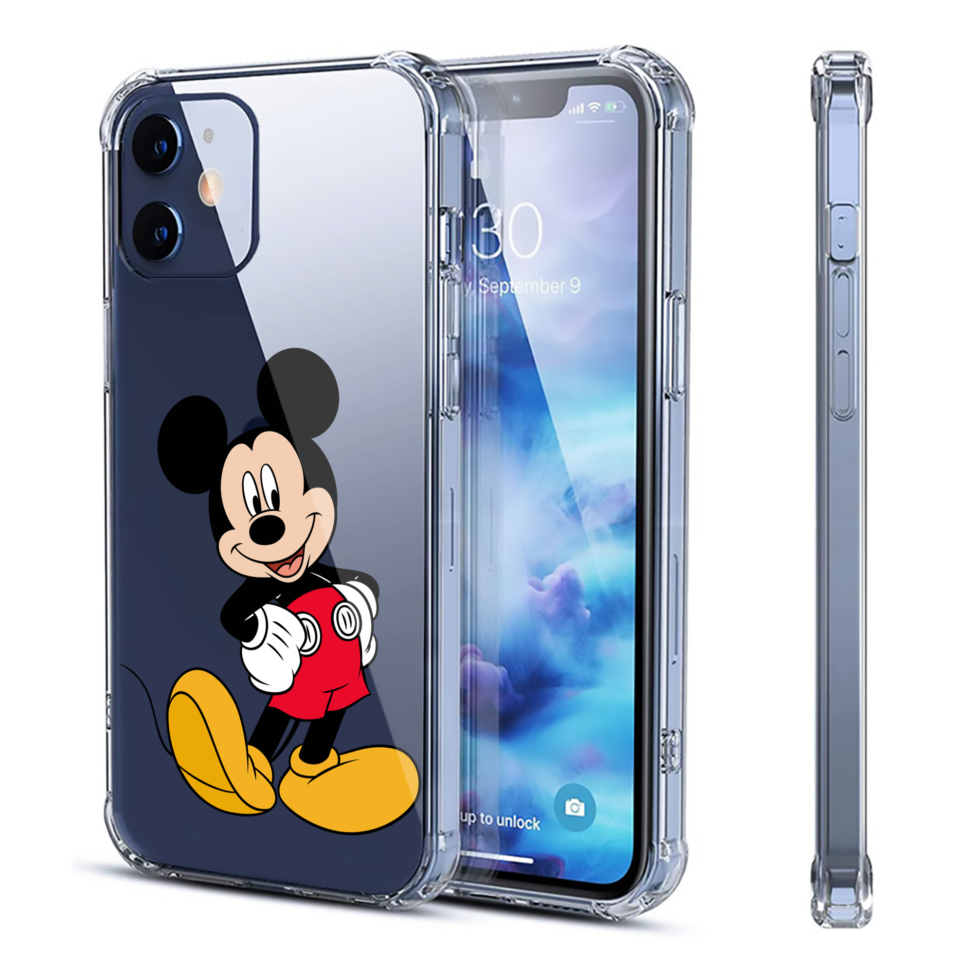 （画像用） ミッキーマウス Mickey Mouse 【iPhone 12シリーズ対応】透明スマホケース（クリアソフトケース）